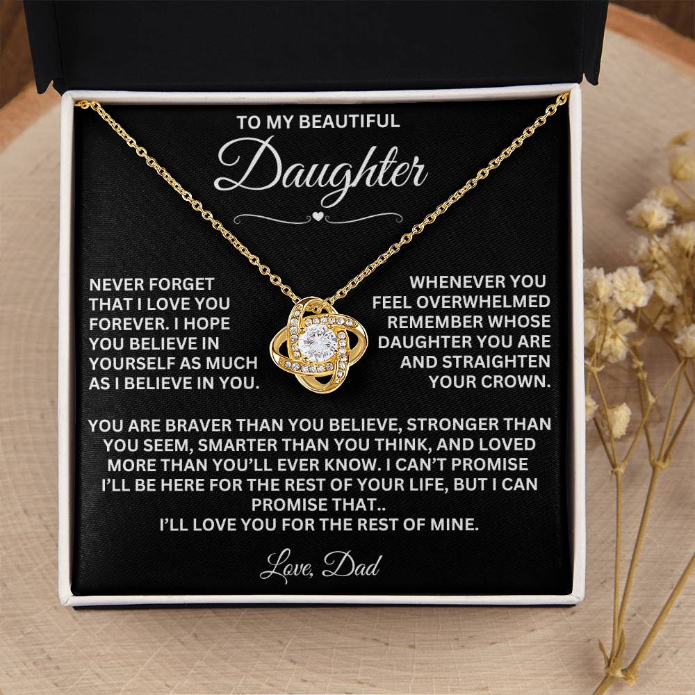 Beautiful Gift For Daughter From Dad "Never Forget That I love You" Necklace