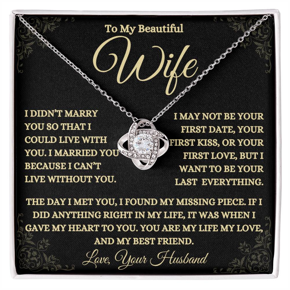 Gift For Wife - First Date, First Kiss, First Love - Premium Love Knot Necklace