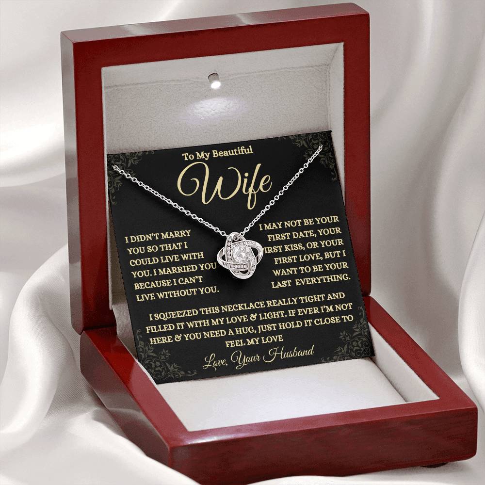 Gift For Wife - First Date, First Kiss, First Love - Premium Love Knot Necklace