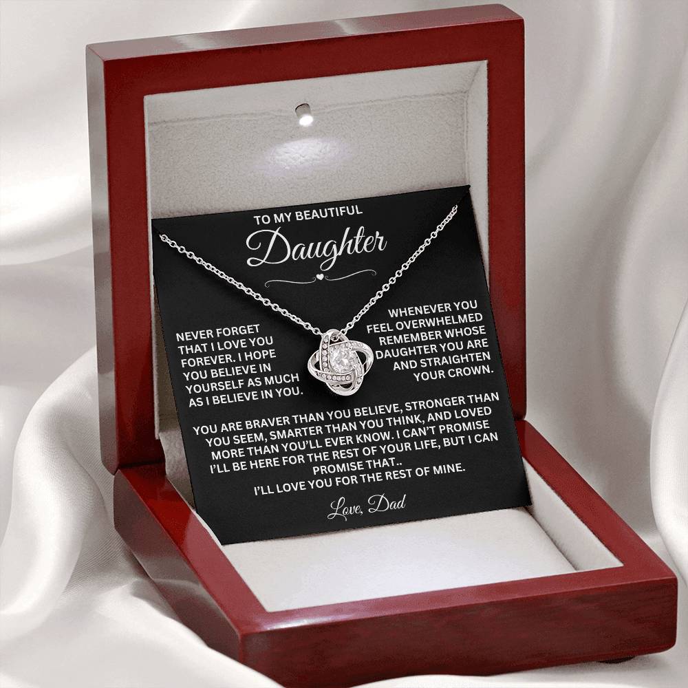 Beautiful Gift For Daughter From Dad "Never Forget That I love You" Necklace