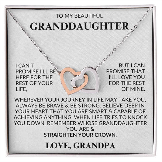 To My Granddaughter | "Love Grandpa" | Interlocking Hearts Neckace